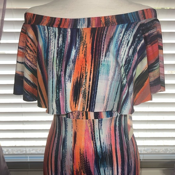 NWT Pia Colors Vibrant Off-The-Shoulder Maxi Dress - Picture 2 of 8